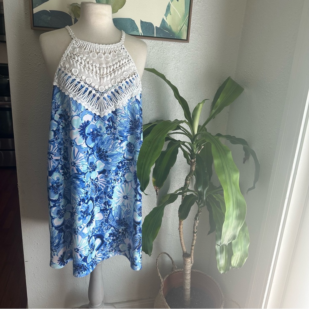 Lilly Pulitzer Pearl Soft Lace Shift Dress in Coastal Blue Catch N Keep